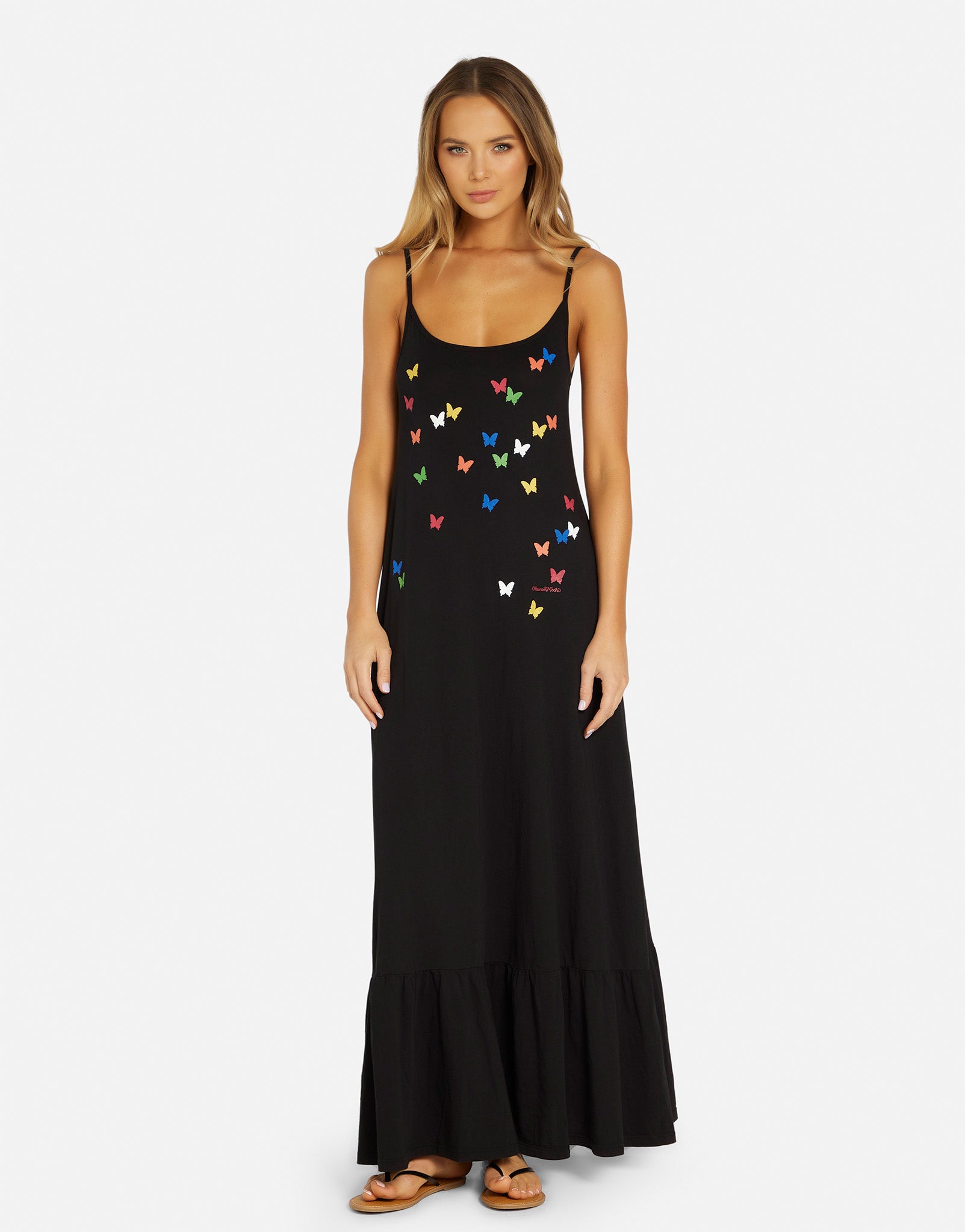 Lauren Moshi Beatrix Mini Butterflies Maxi Dress in Black - size XS Lauren Moshi Beatrix Mini Butterflies Maxi Dress in Black - size XS