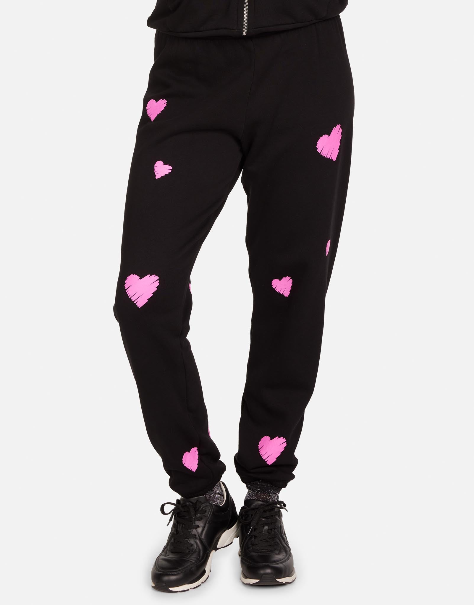Pink Scribble Heart Sweatpants in Black | Tanzy X by Lauren Moshi