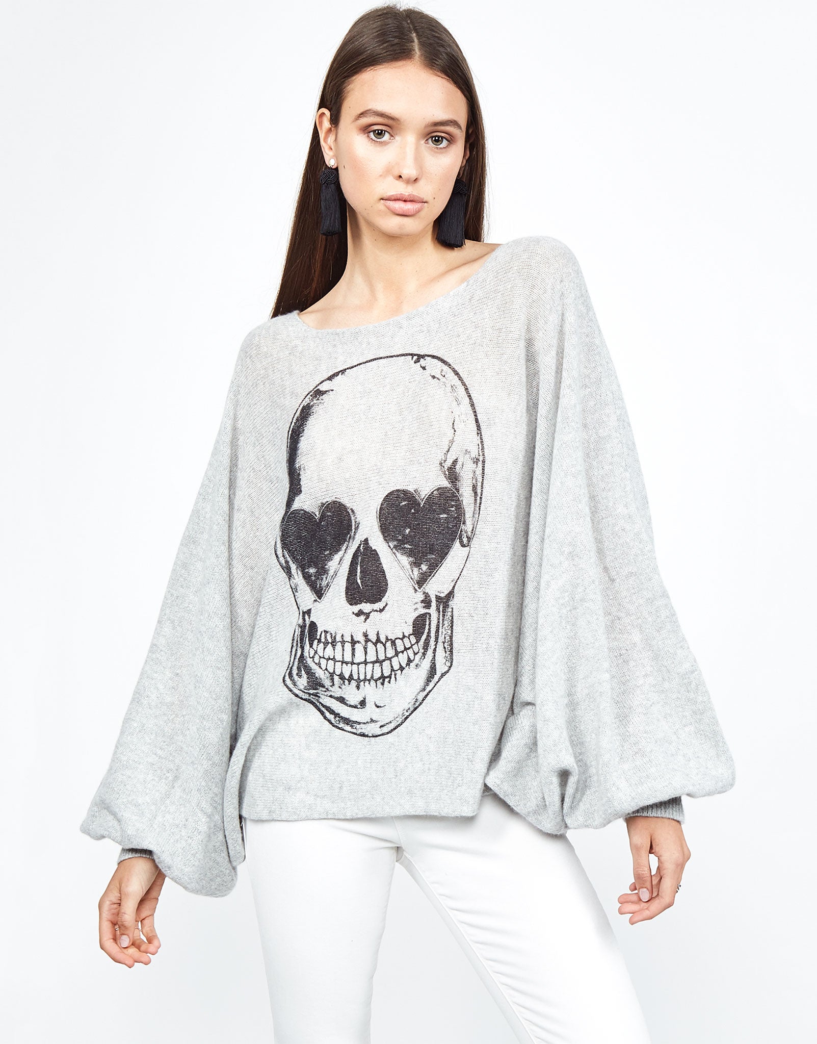 Lauren Moshi Women's Sash Heart Eye Skull - Heather Grey