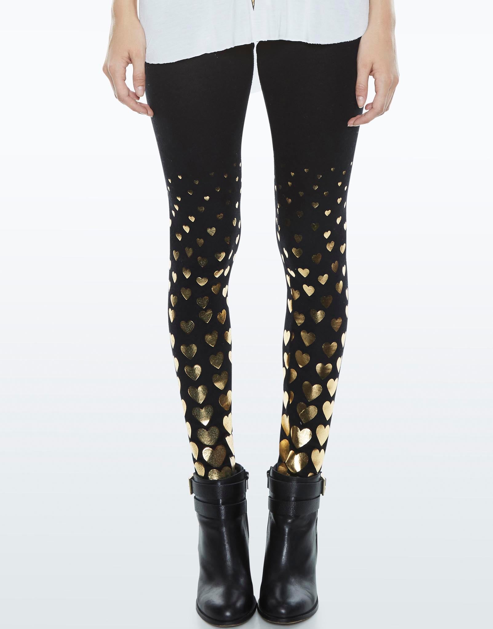 All Over Gold Foil Heart Legging