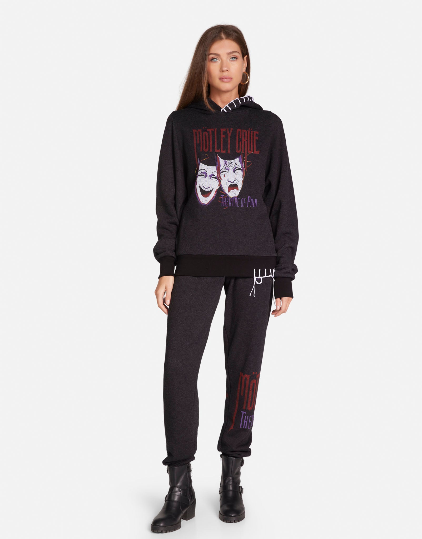 Sweat à Capuche Motley Crue Logo Délavé - Officiel, Unisexe, Coupe Ample