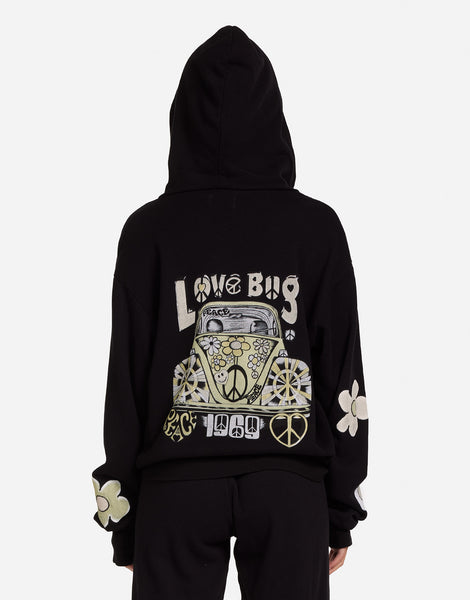 Love Bug Cropped Hoodie in Black | Hezly by Lauren Moshi