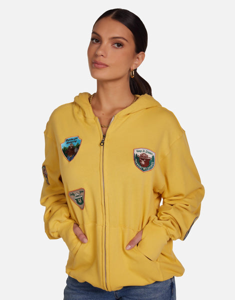 Smokey Bear Zip Hoodie in Vintage Yellow | Hezly by Lauren Moshi