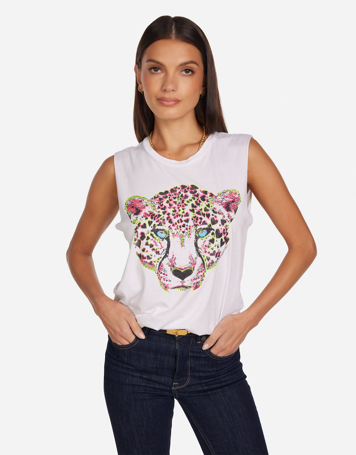 Kel Neon Stud Heart Leopard
