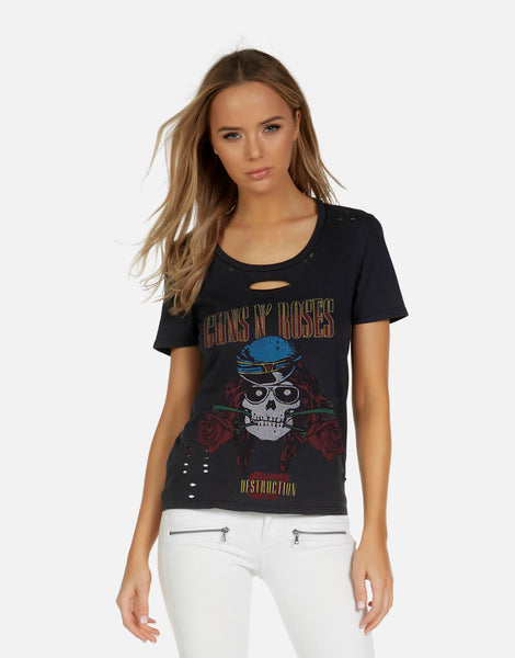 Guns N' Roses Skull Vintage Tee in Onyx | Myra X by Lauren Moshi