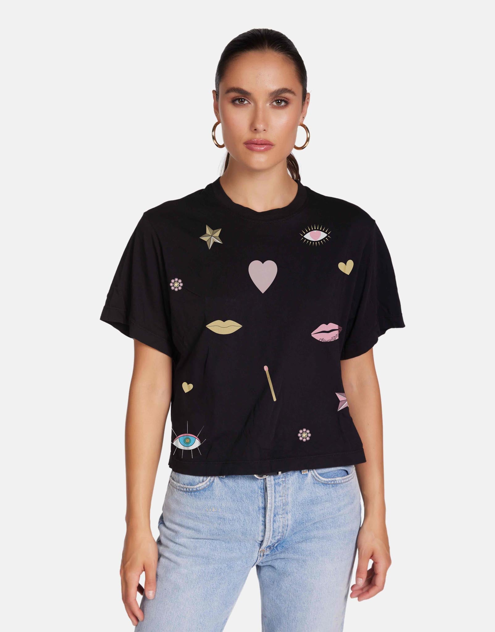 Crystal Glam Women's Tee in Black | Rue X by Lauren Moshi