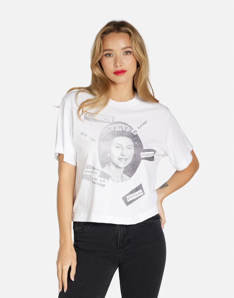 Sex Pistols Crop Tee in White | Rue by Lauren Moshi