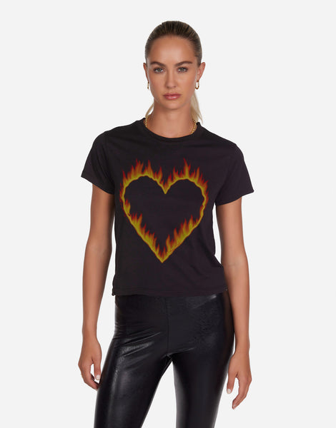 Fire Heart Baby Tee in Onyx | Ursula by Lauren Moshi