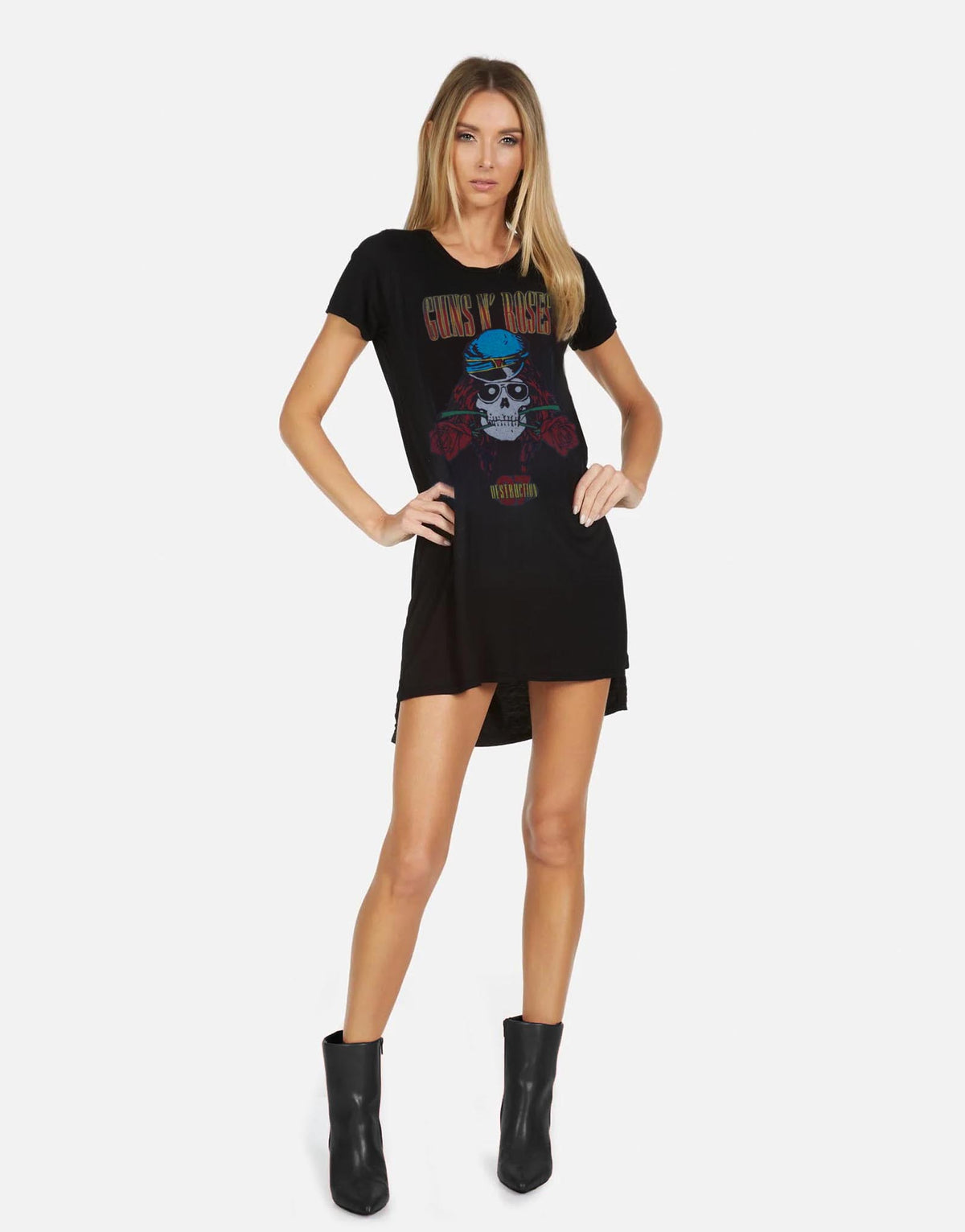 guns and roses theme party dress Guns N Roses Guns Flowers Concert Same Slash Rock Hip Hop Plus Size Women's Short-sleeved Dress Clothes Breathable Dress