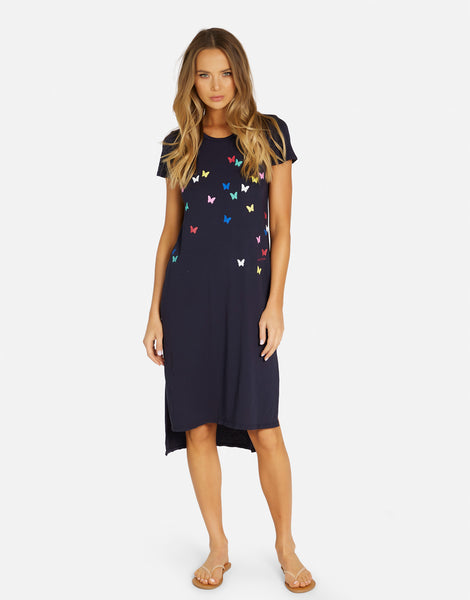 navy blue butterfly dress Mini Butterflies Midi Dress in Navy