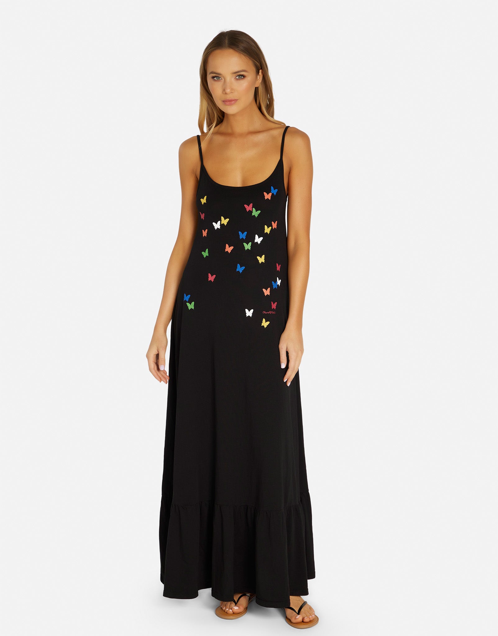 Lauren Moshi Beatrix Mini Butterflies Maxi Dress in Black - size XS Lauren Moshi Beatrix Mini Butterflies Maxi Dress in Black - size XS