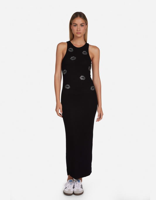 lauren moshi maxi dress Lauren Moshi Blue Cotton Smiley Happy Face Spaghetti Straps Summer Long dress L