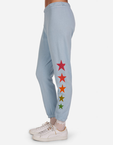 Lightning Happyface Sweatpant in Dusty Blue | Alana by