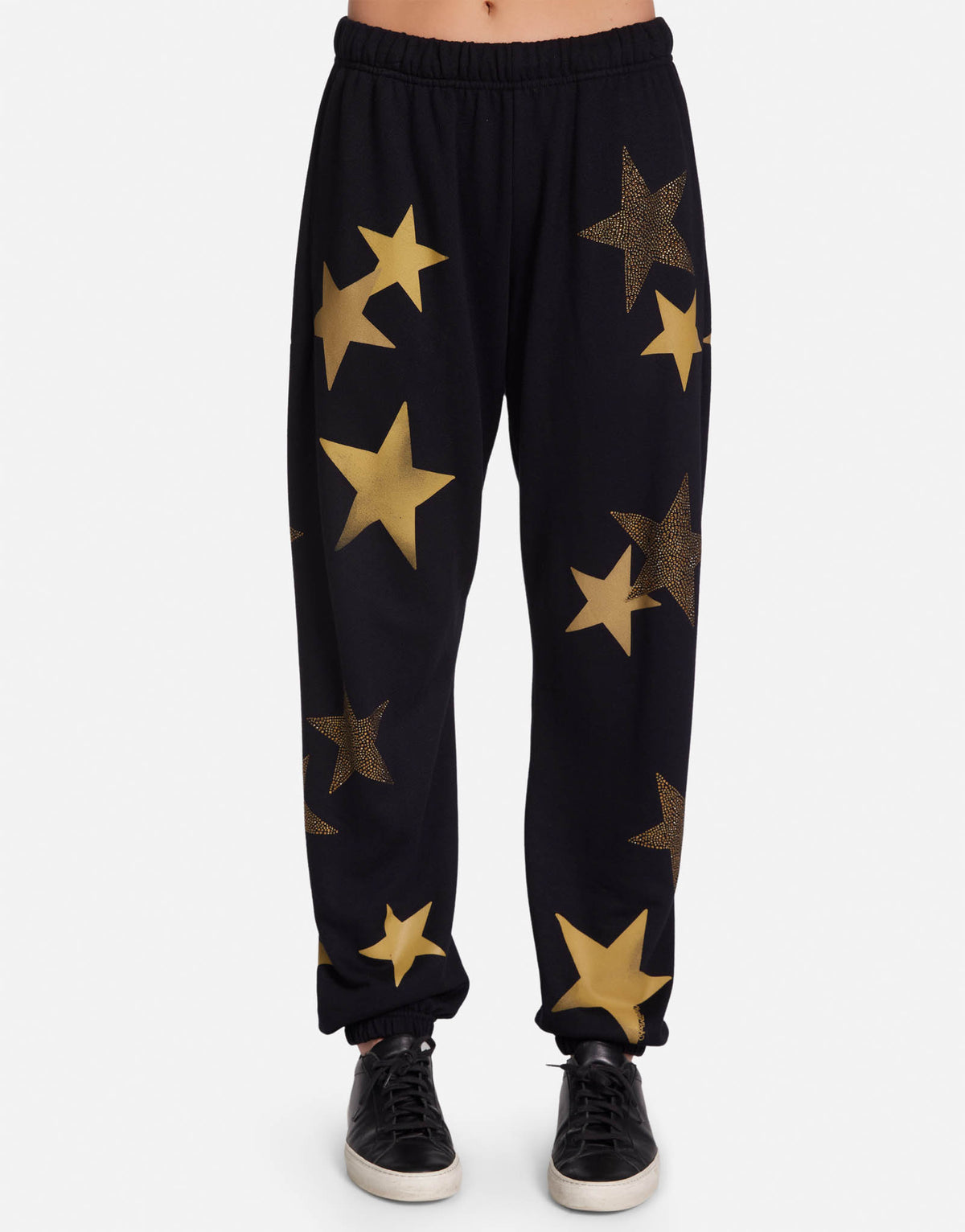 Gold Crystal Multi Stars Sweatpants Black Chantria by Lauren Moshi