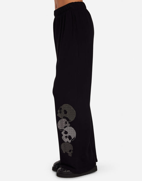 Stud Skulls Wide Leg Pant in Black | Juvia by Lauren Moshi