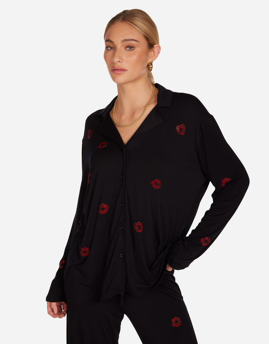 Alison Red Crystal Lips Pajama Set