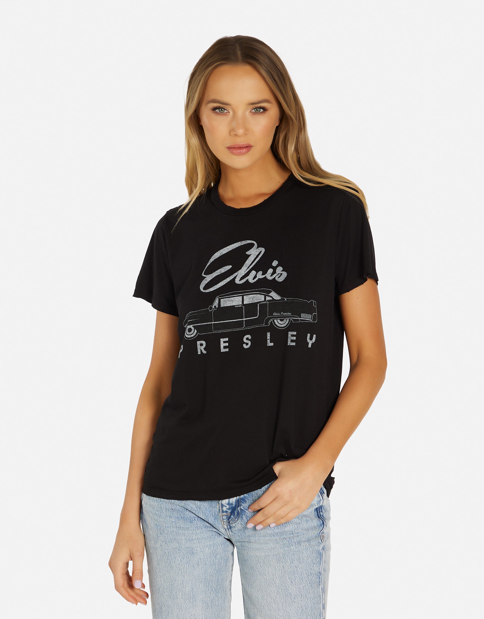 Elvis Presley Cadillac Boyfriend Tee in Black | Wolf by Lauren Moshi