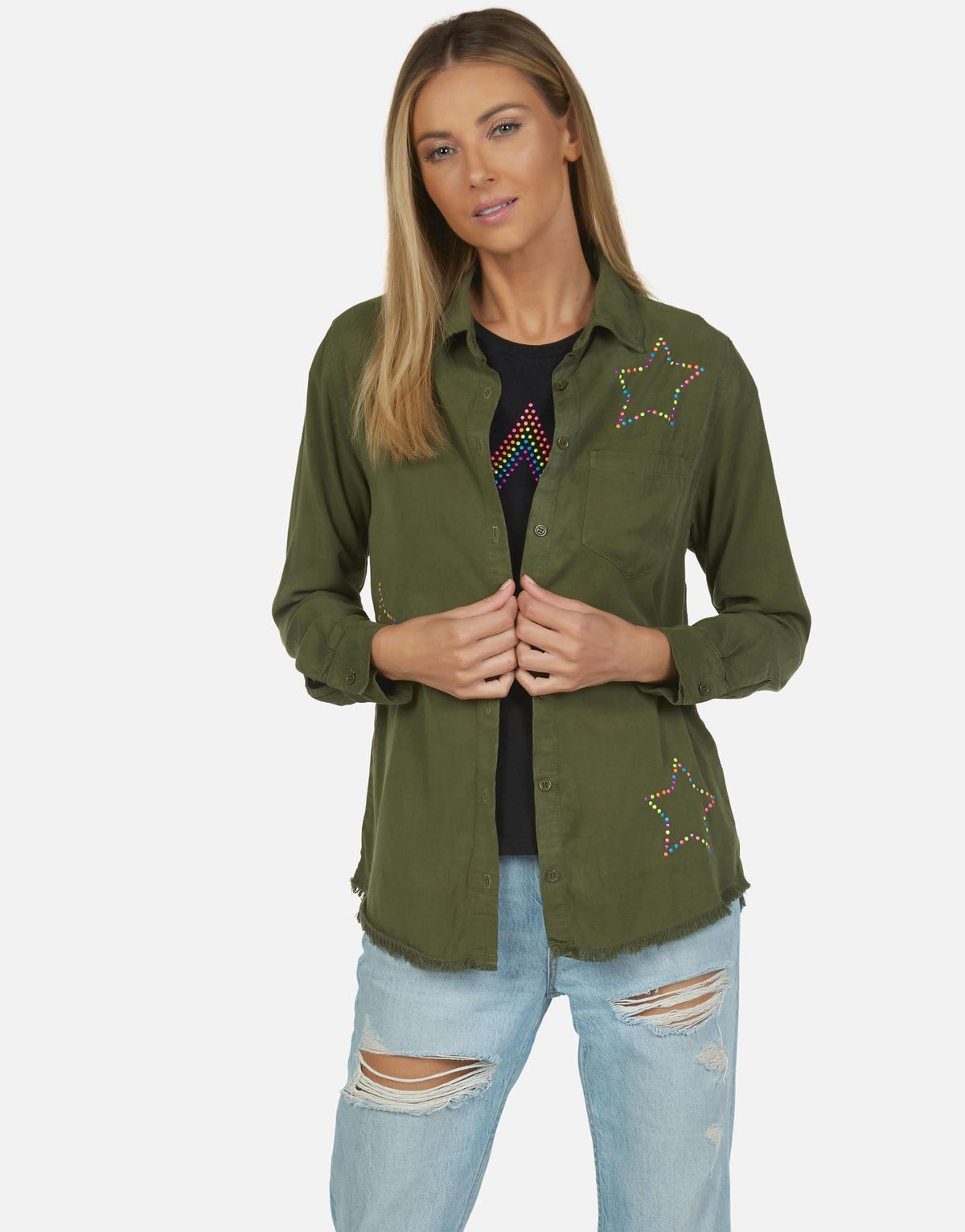 Lauren Moshi Women's Sloane Neon Stud Star - Military