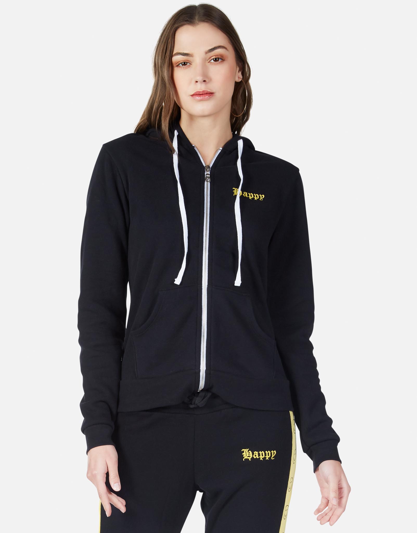 Happy Smiley Zip Up Hoodie | Lennox by Lauren Moshi