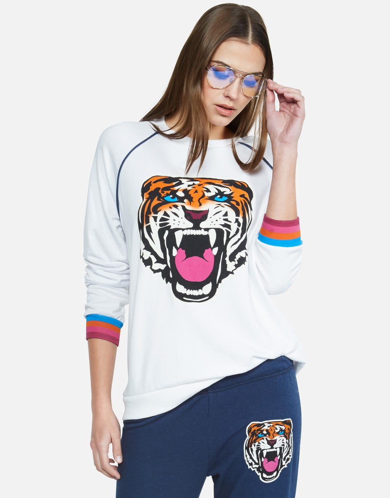Lauren Moshi Women's Lina Varsity Tiger - White/Denim Night
