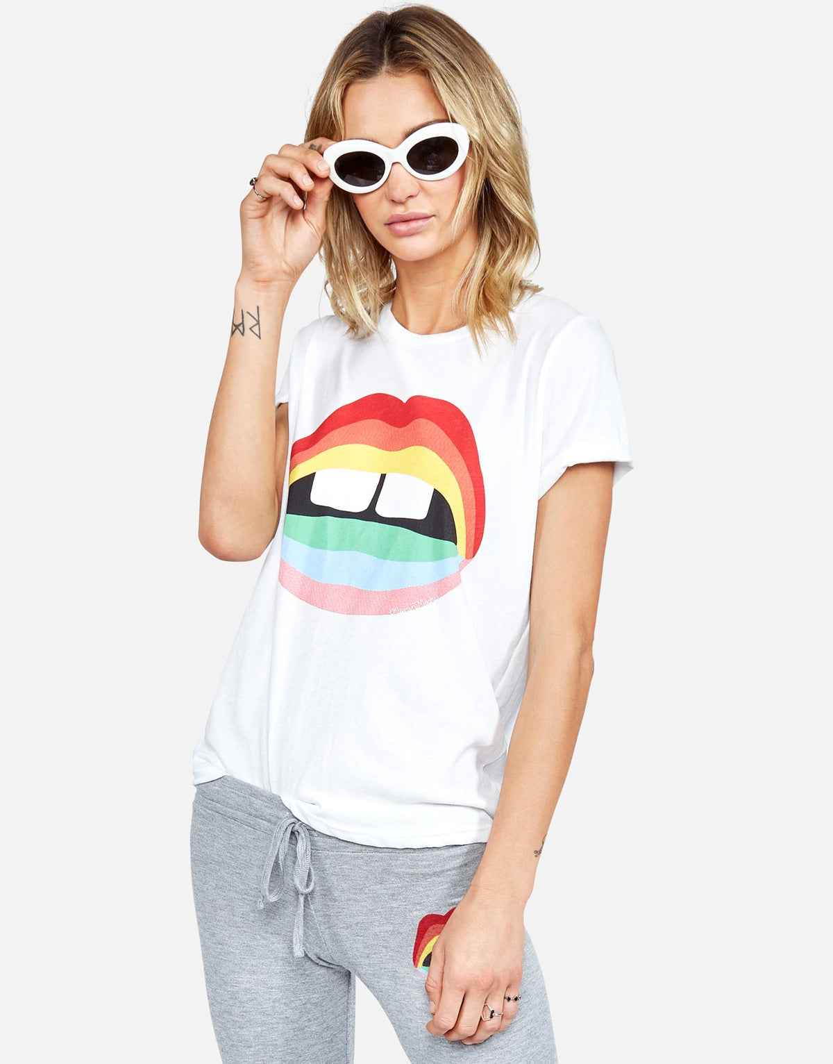 Lauren Moshi Women's Edda Rainbow Gap Mouth - White