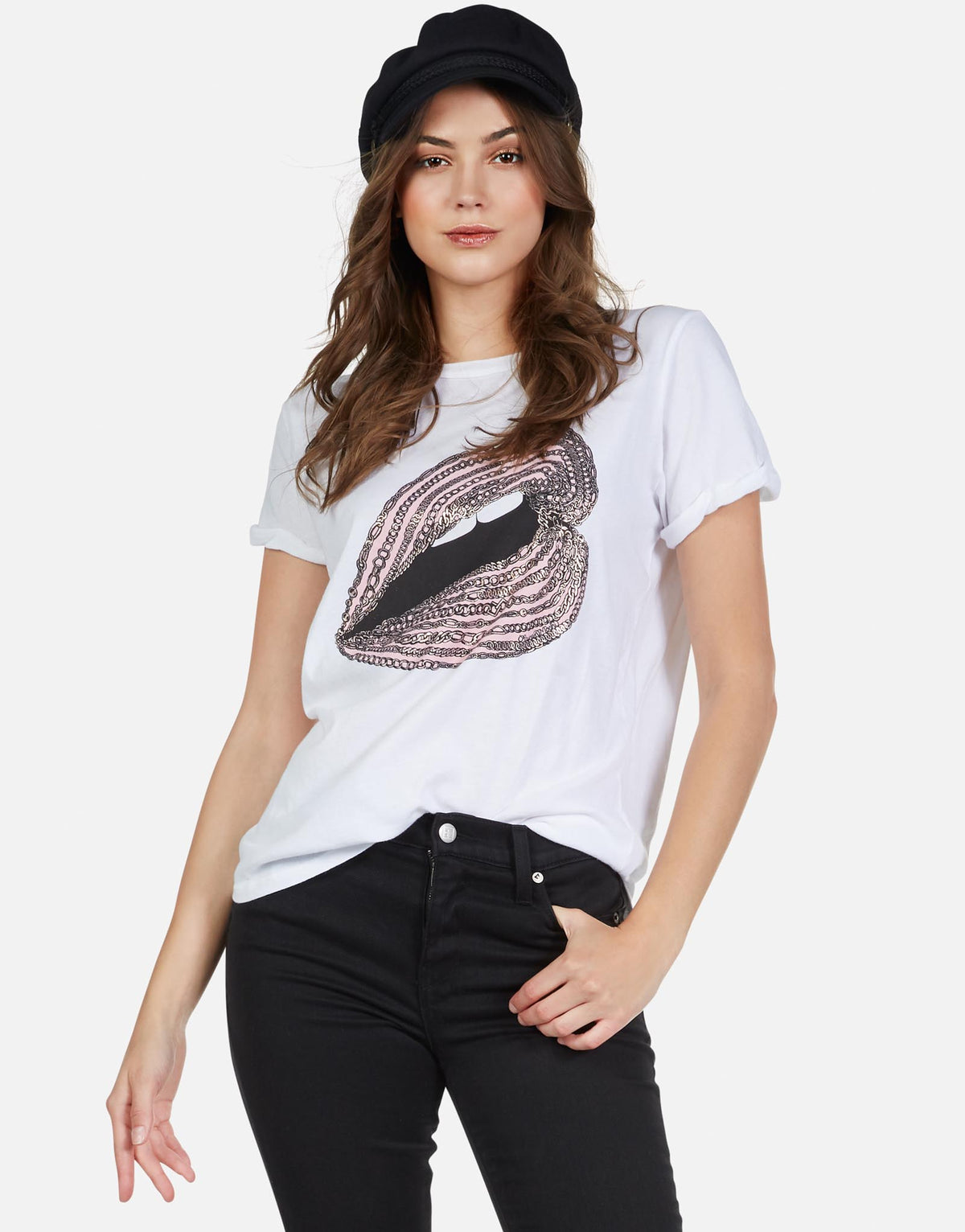 Lauren Moshi Women's Edda Rose Gold Chain Lip - White
