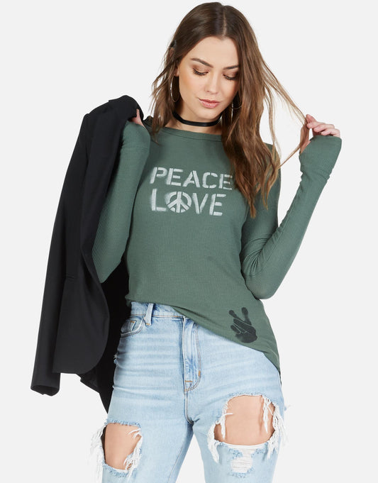 Lauren Moshi Women's Mckinley Peace Love Spray - Hunter