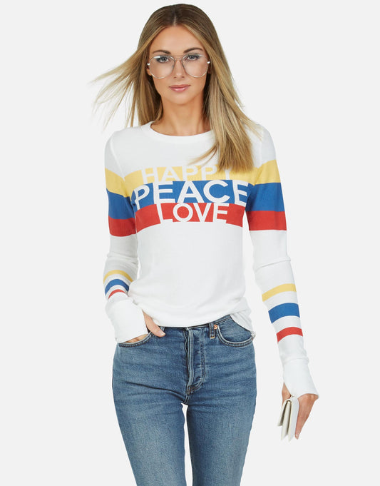 Lauren Moshi Women's McKinley Happy Peace Love - Milk