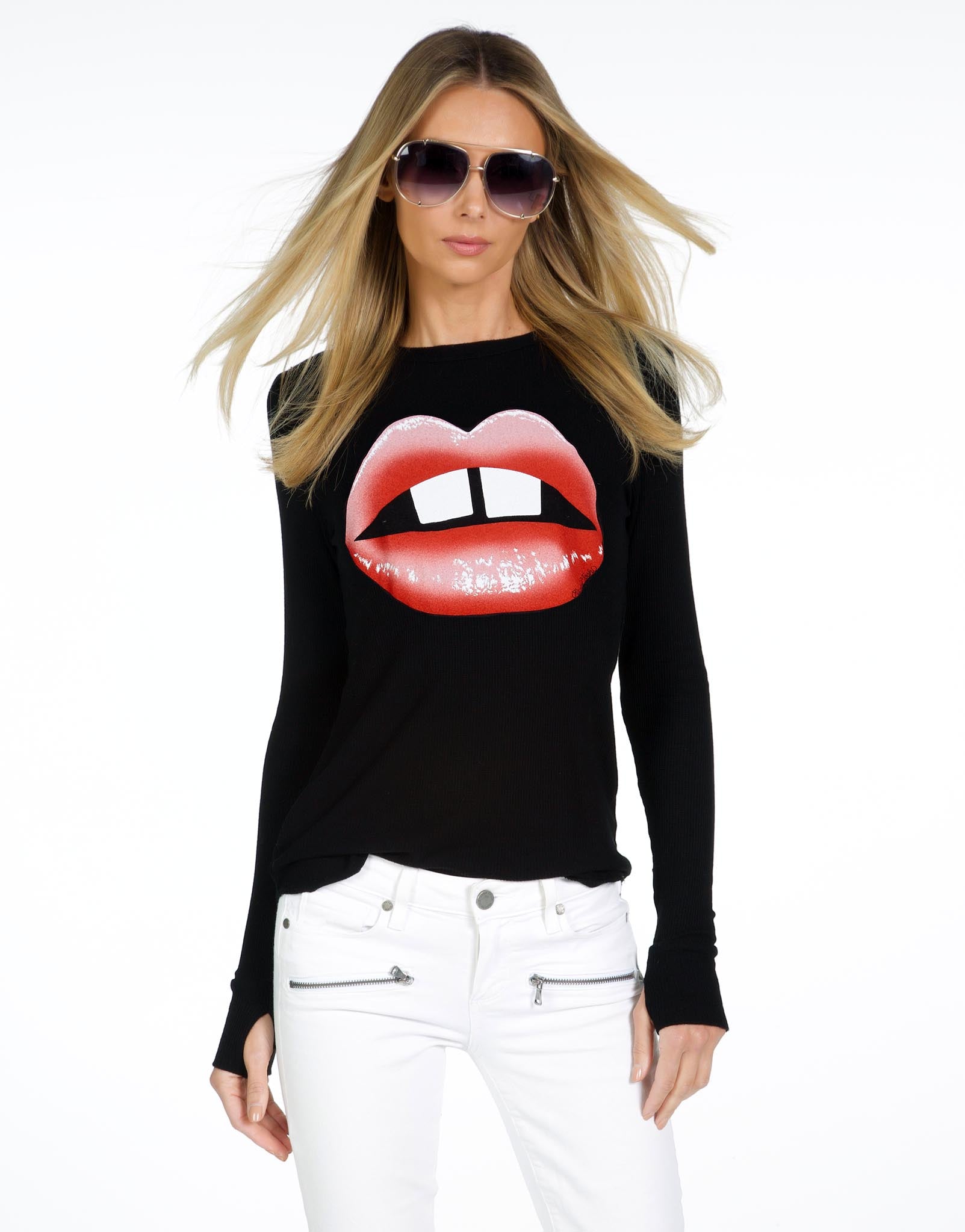 Lauren Moshi X Women's McKinley X Gap Tooth Lips - Black