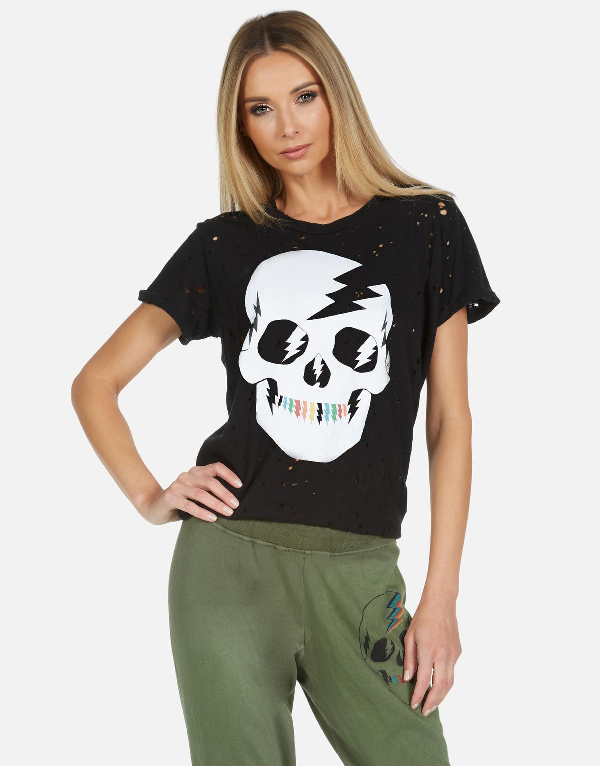 Lauren Moshi Women's Bess Lightning Skull - XS