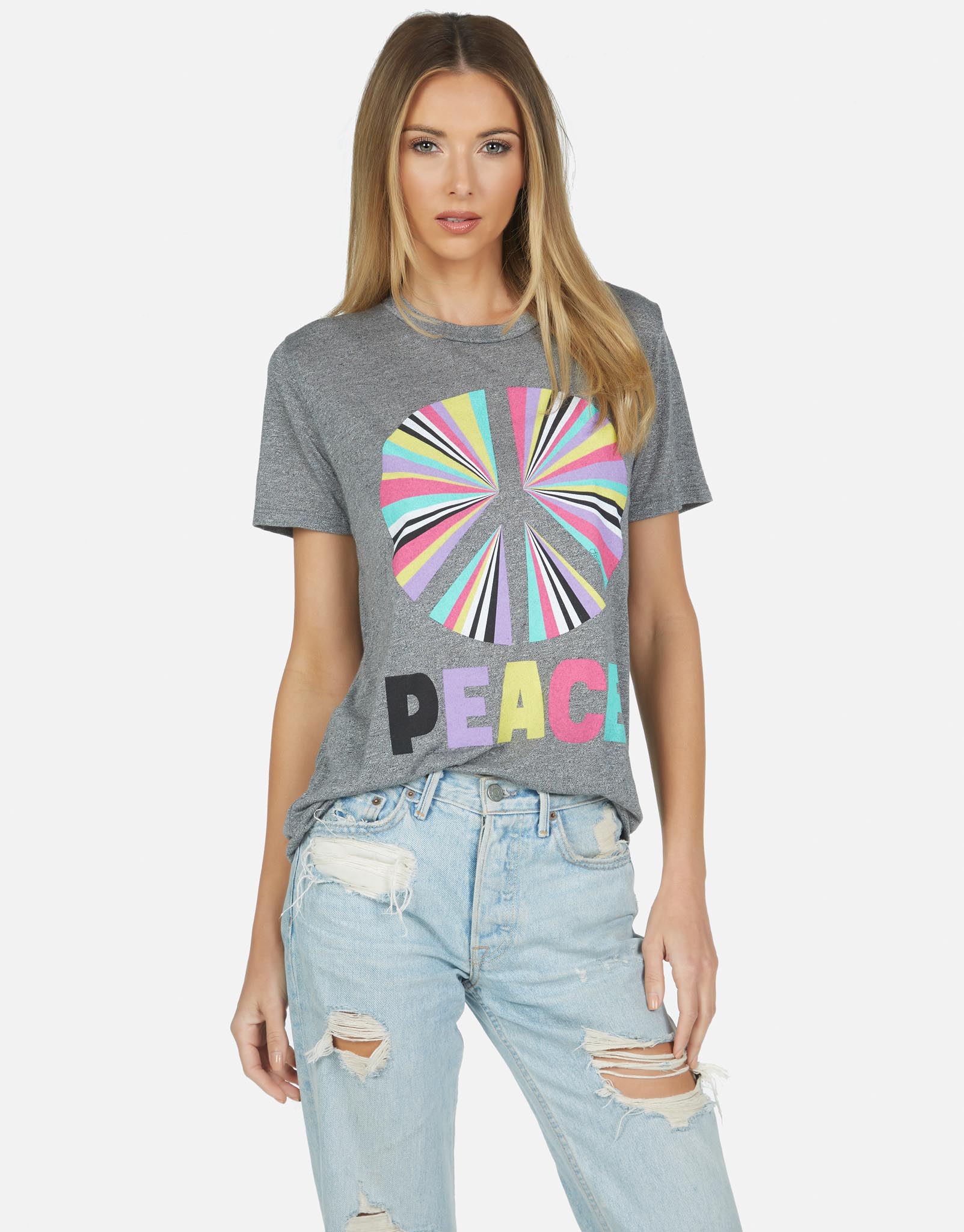 Lauren Moshi Women's Capri Rainbow Ray Peace - Heather Grey
