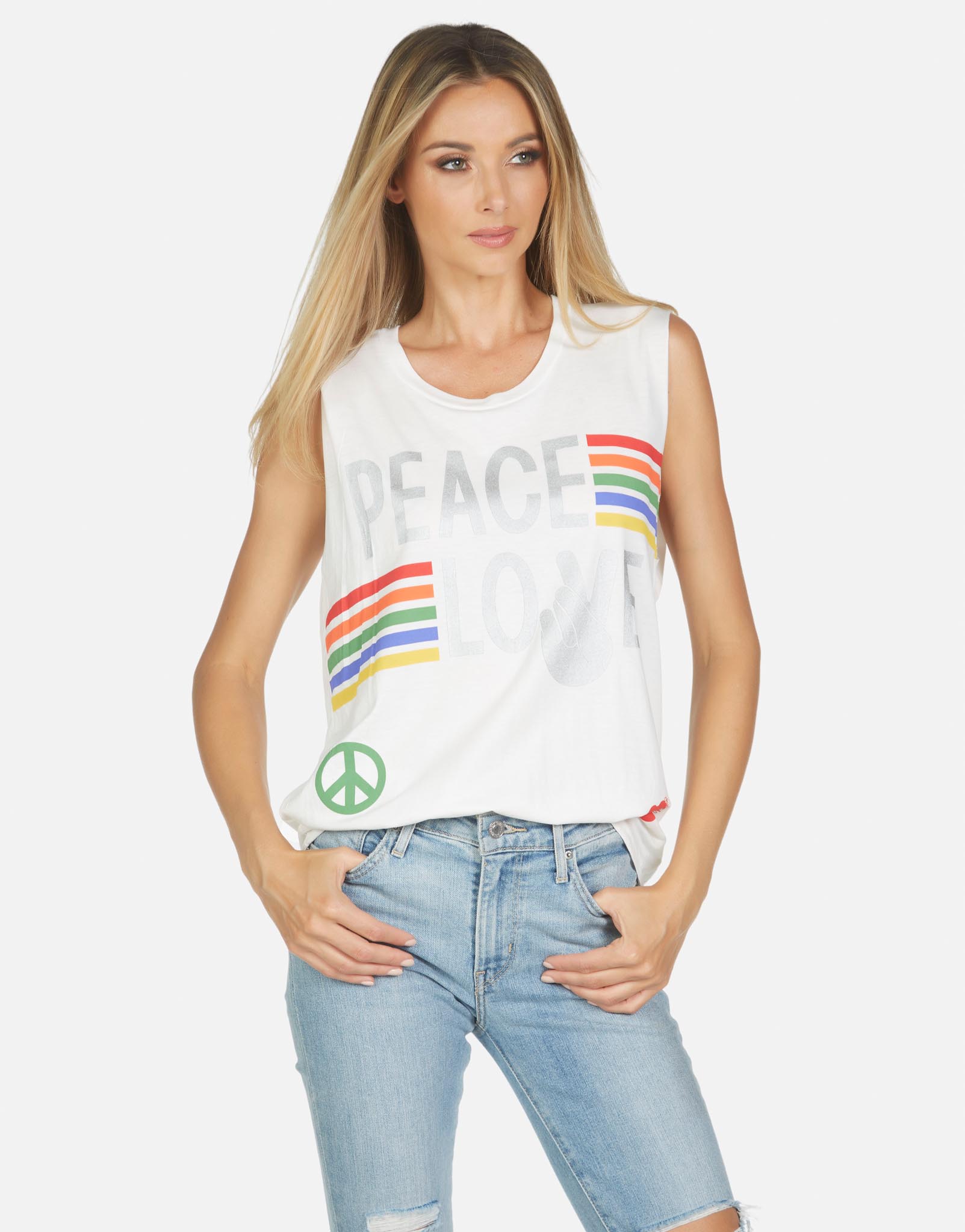 Lauren Moshi Women's Kel Peace Love Stripe - 