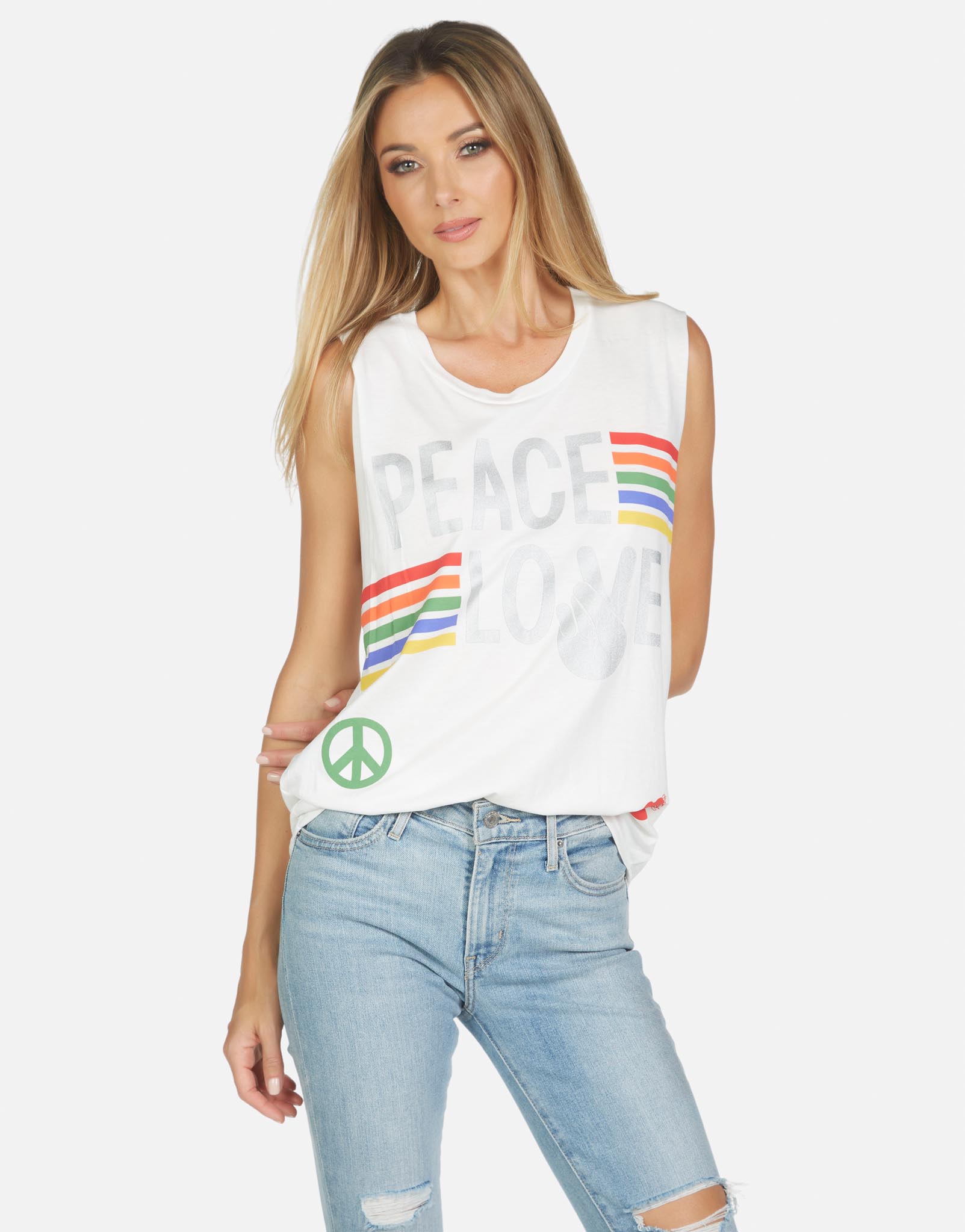 Lauren Moshi Women's Kel Peace Love Stripe - 
