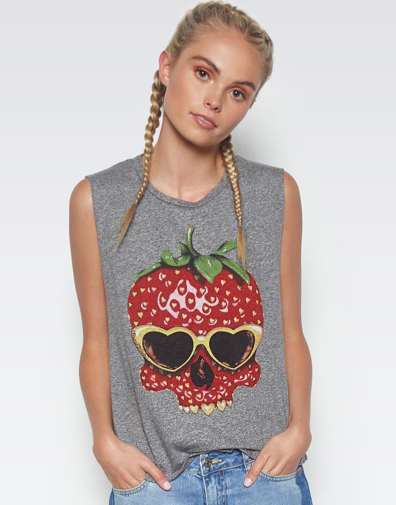 Lauren Moshi Women's Kel Strawberry Skull - Heather Grey