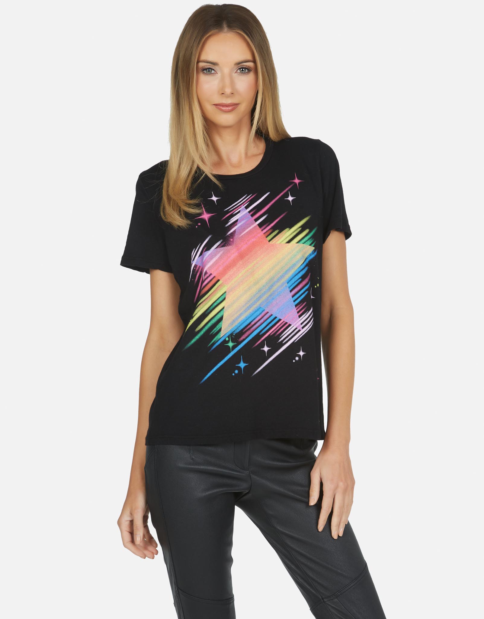 Lauren Moshi Women's Croft Neon Sparkle Star - Black