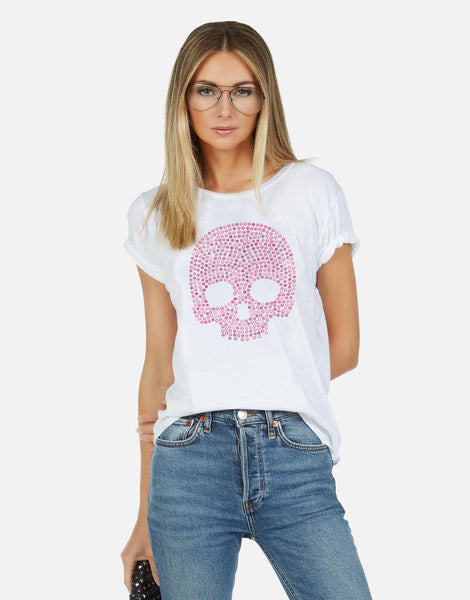 トップス vintage KMRii studs skull design tee Pink Stud Skull Vintage Tee | Croft by Lauren Moshi