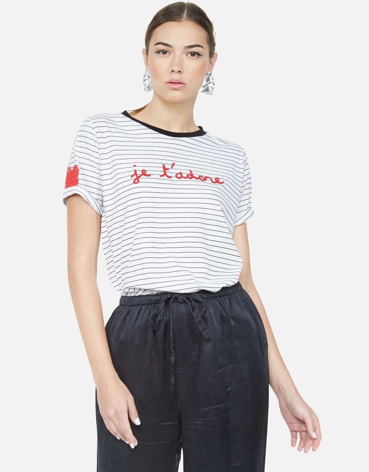 Lauren Moshi Women's Paulina Je t'adore - Black Stripe/Black