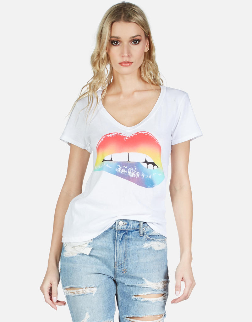 Lauren Moshi Women's Cruz Rainbow Biting Lip - White