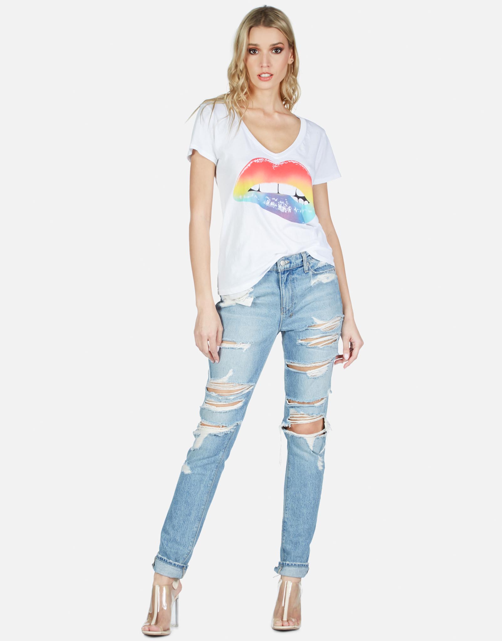 Nuggets sidewalk sketch rainbow shirt - Limotees