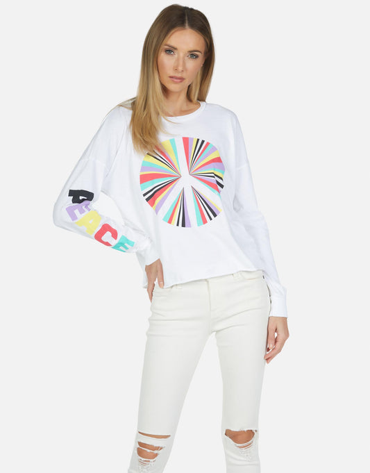 Lauren Moshi Women's Luella Rainbow Ray Peace - White