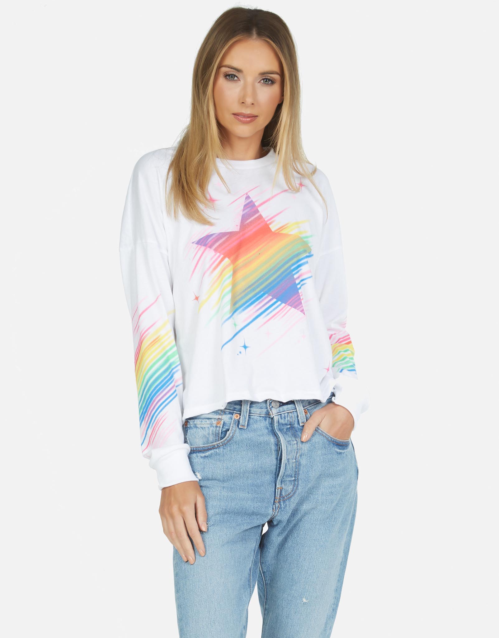 Lauren Moshi Women's Luella Neon Sparkle Star - White