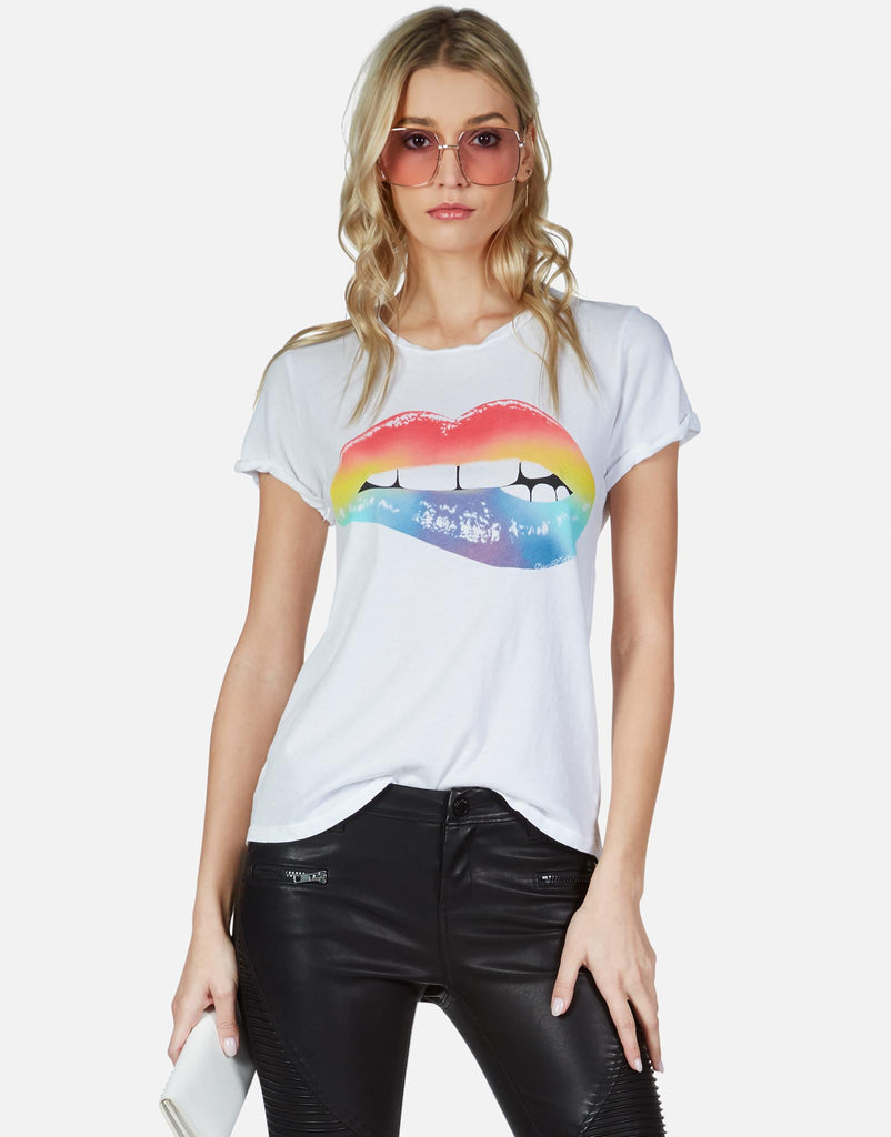 Lauren Moshi Women's Moxie Rainbow Biting Lip - White