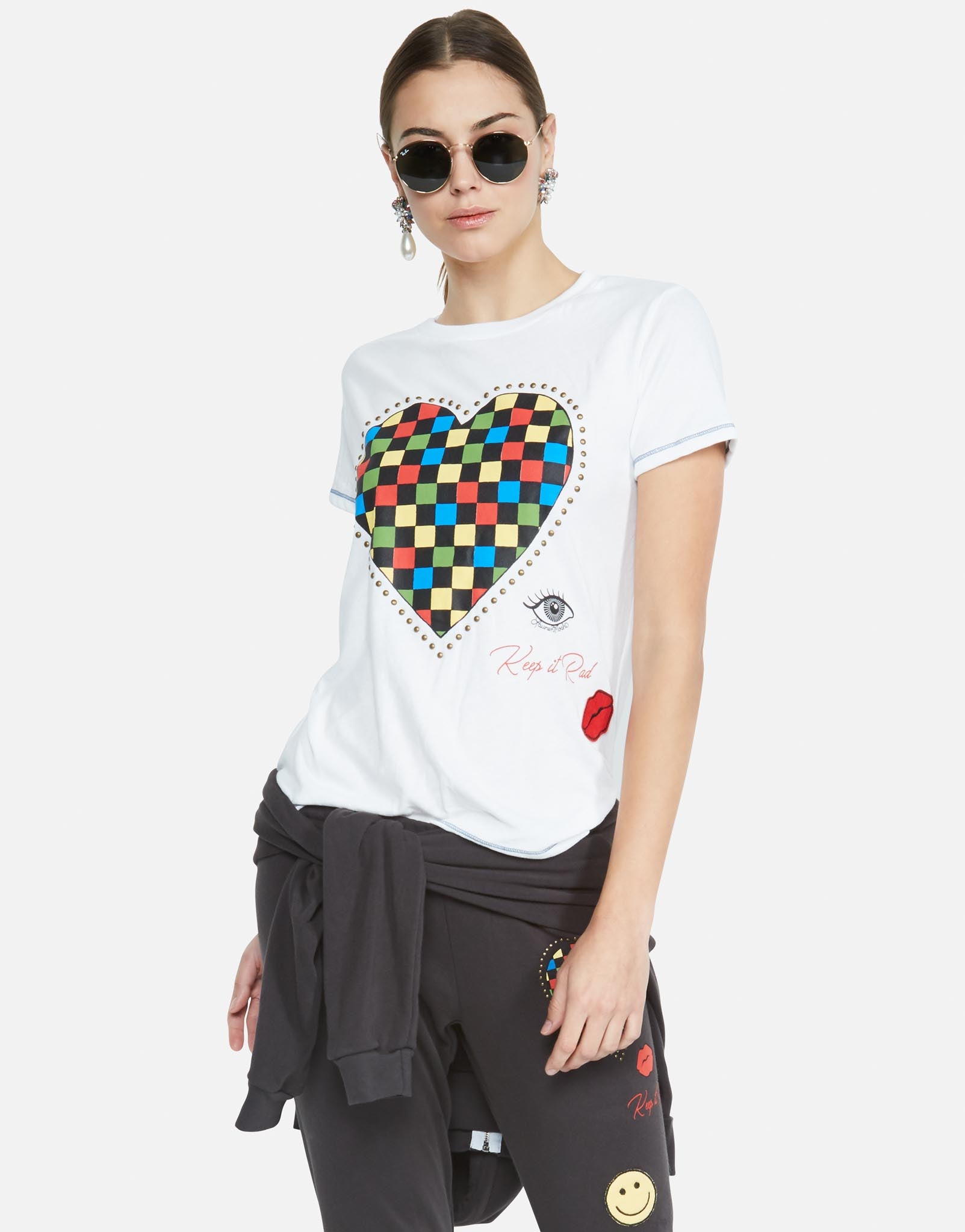 Lauren Moshi Women's Aviana Rad Checkered Heart - White
