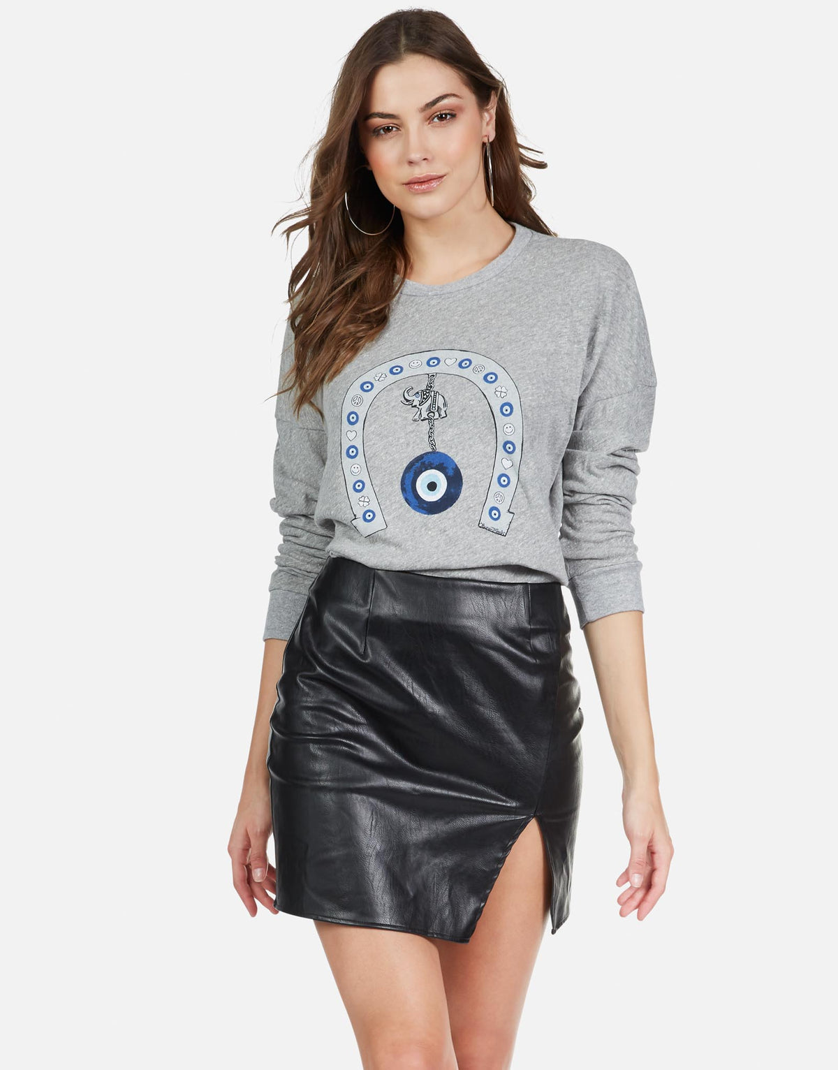 Lauren Moshi Women's Portia Lucky Eye Horseshoe - Heather Grey