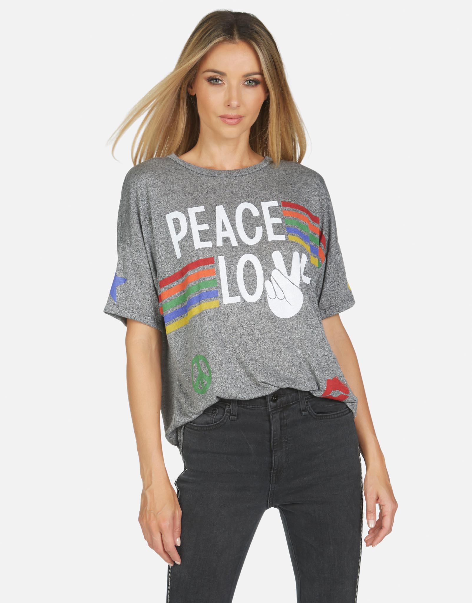 Lauren Moshi Women's Jolene Peace Love Stripe - XS