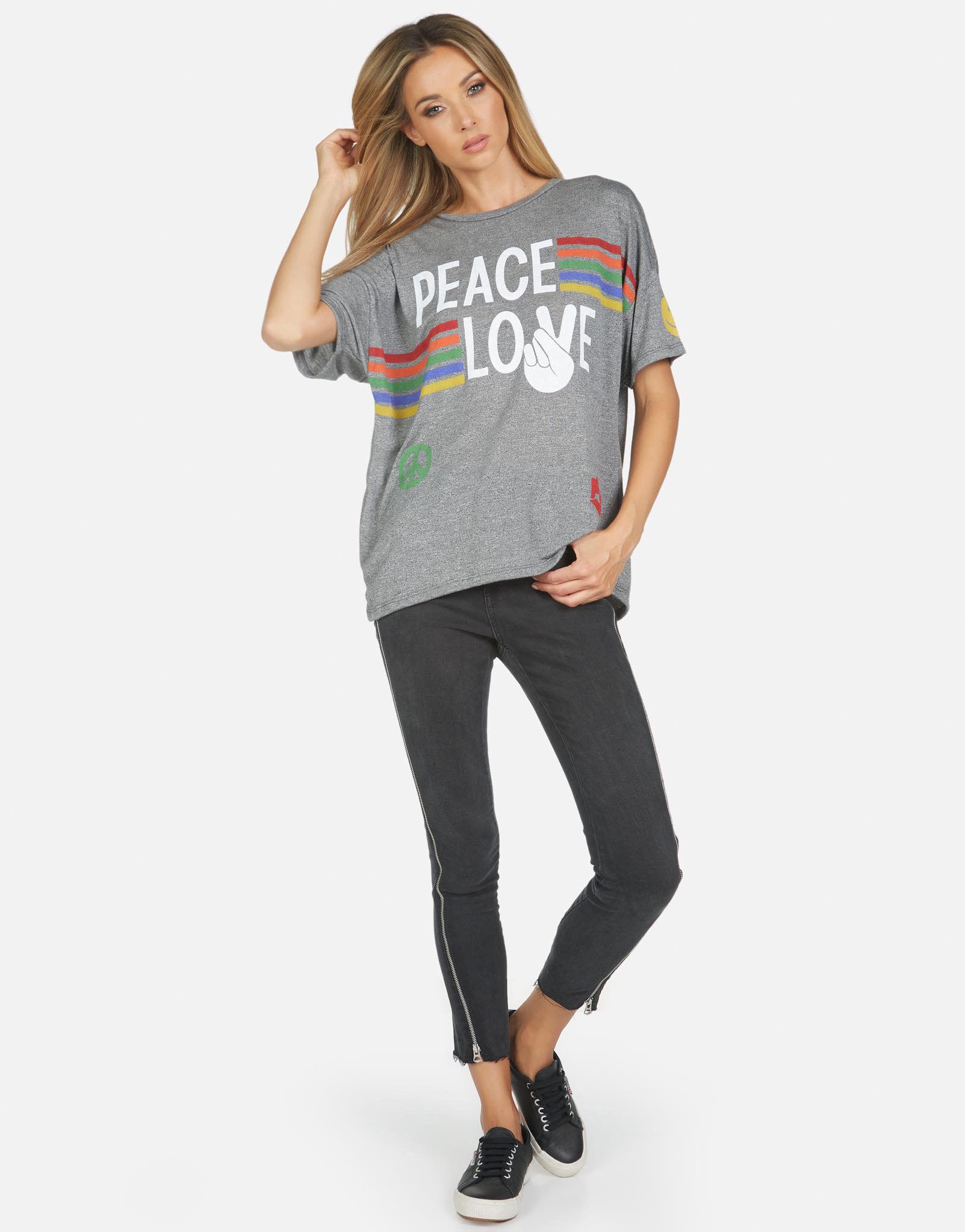 Lauren Moshi Women's Jolene Peace Love Stripe - 