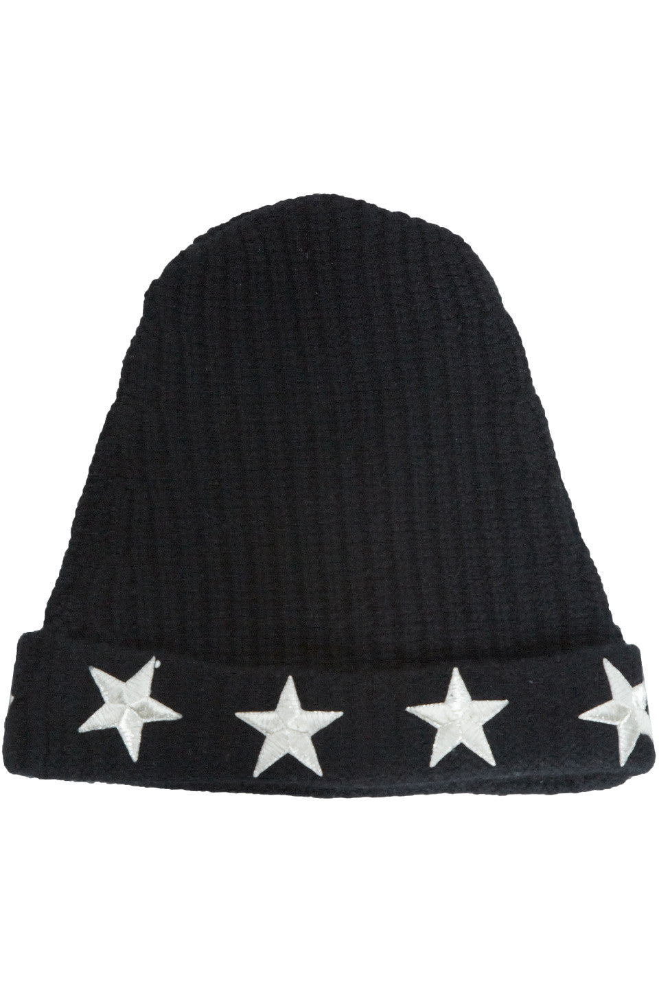 Star Printed Beanie Head Wrap, Black Chiffon stars