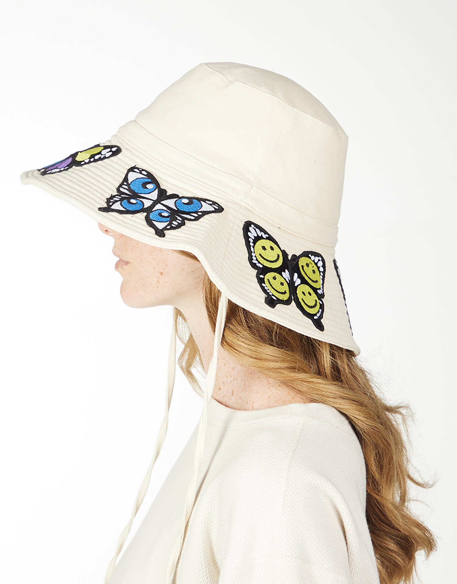 Adina- Bucket Hat w/ Butterfly Patches