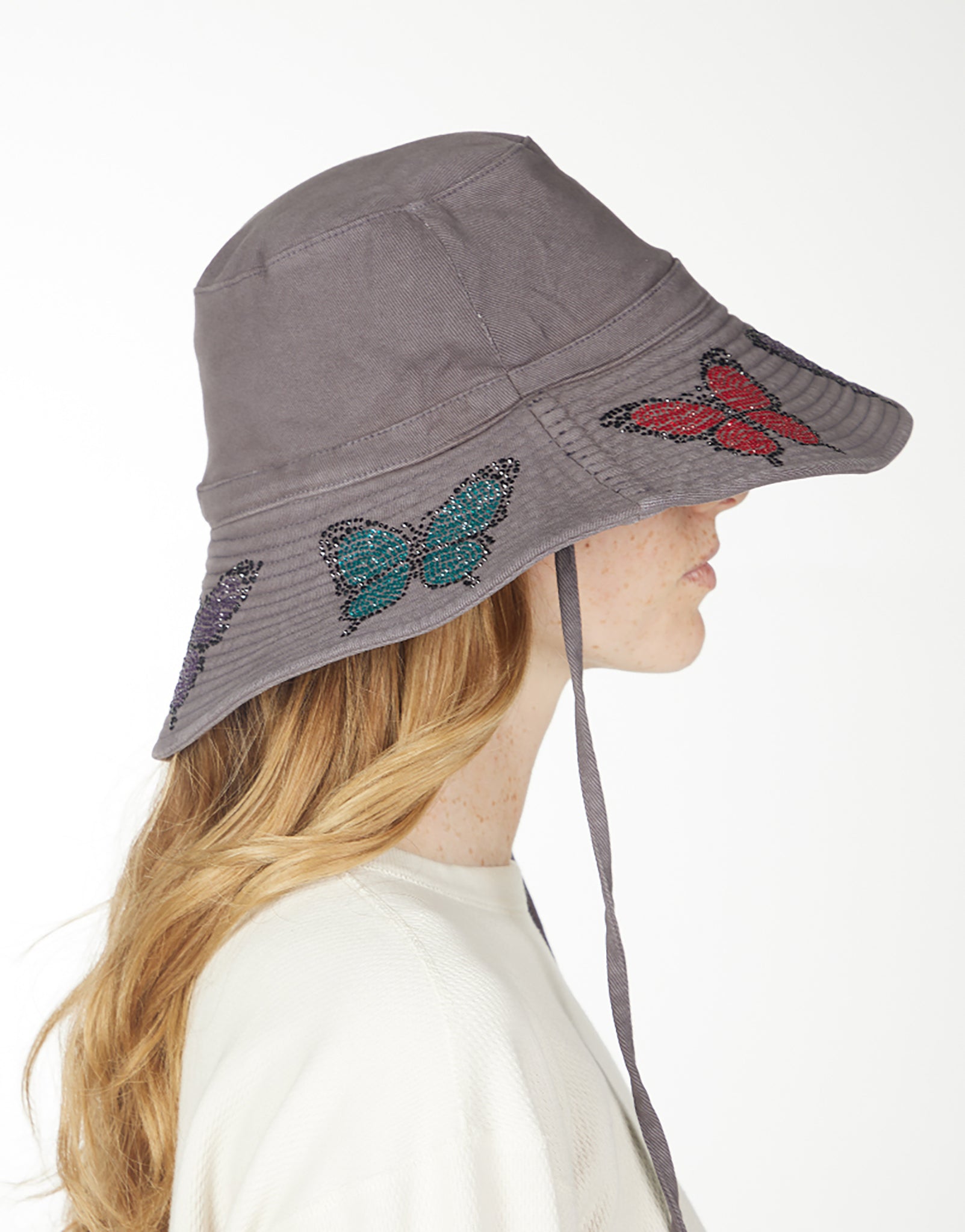 Adina- Bucket Hat w/ Butterfly Crystals