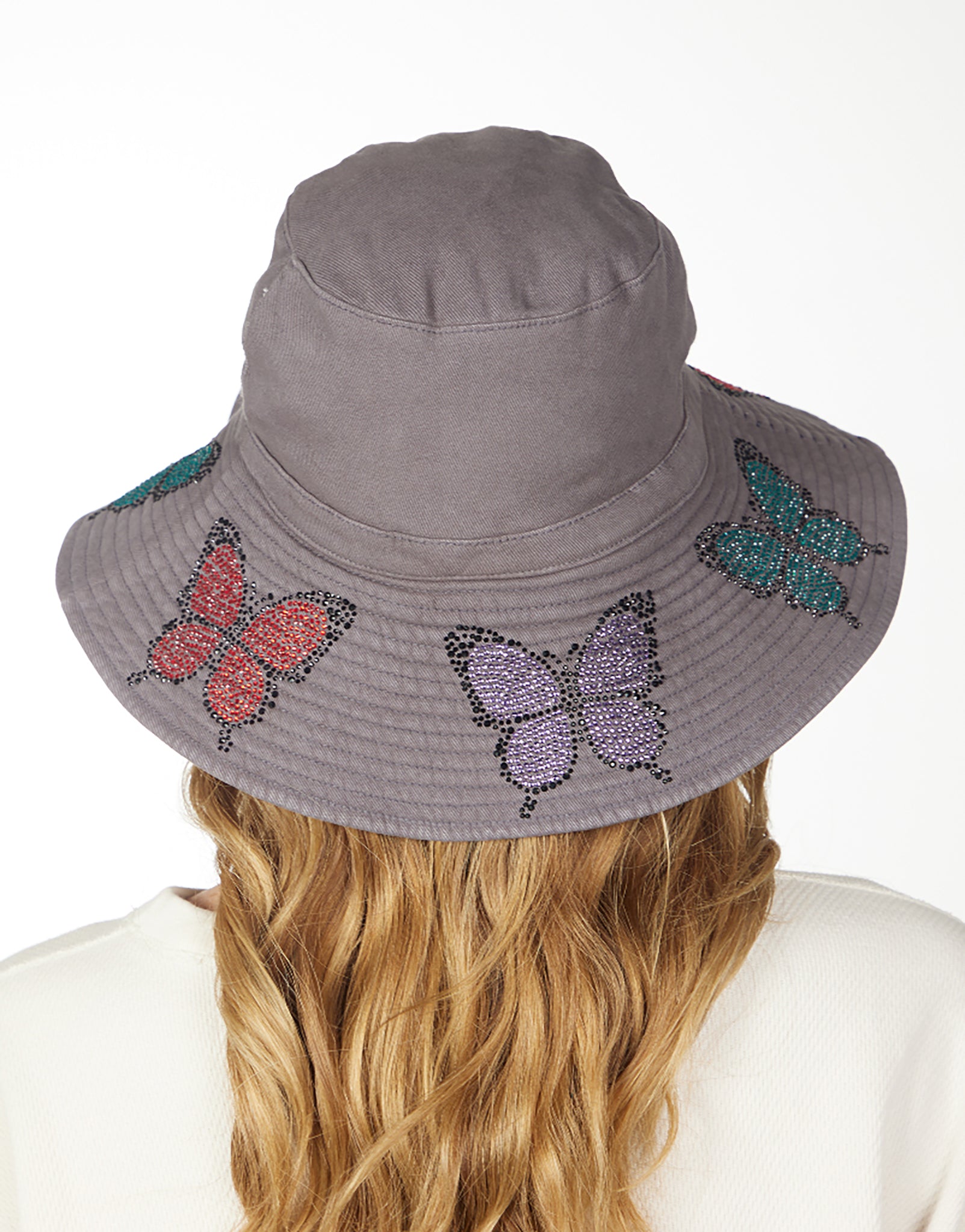 Adina- Bucket Hat w/ Butterfly Crystals